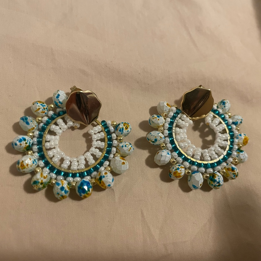 Hand beaded etsy statement earrings
